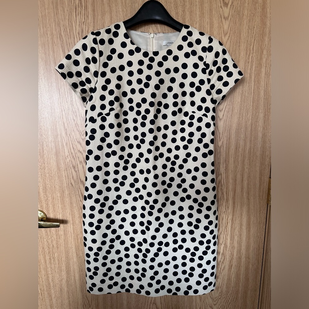 New J Crew Ivory Black Polka Dot Midi Dress Women’s 2
